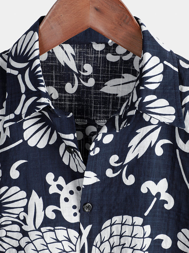 Chemise à manches courtes boutonnée en coton floral d&