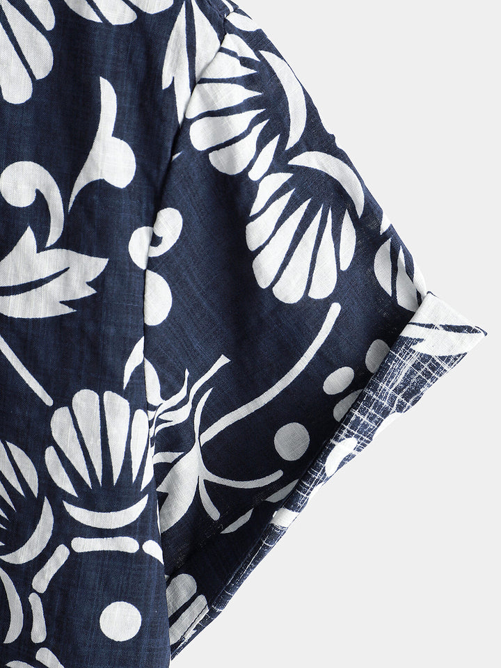 Chemise à manches courtes boutonnée en coton floral d&