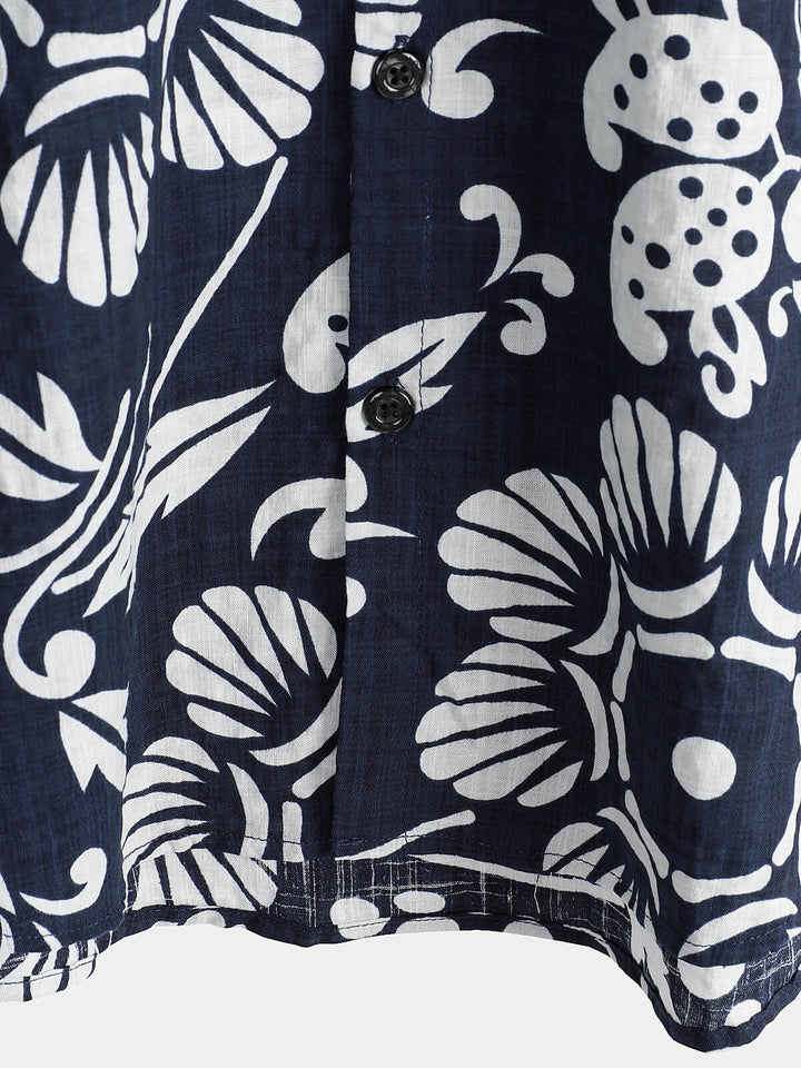 Chemise à manches courtes boutonnée en coton floral d&