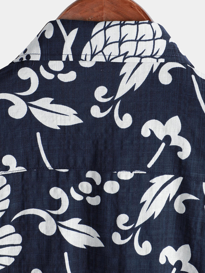 Chemise à manches courtes boutonnée en coton floral d&