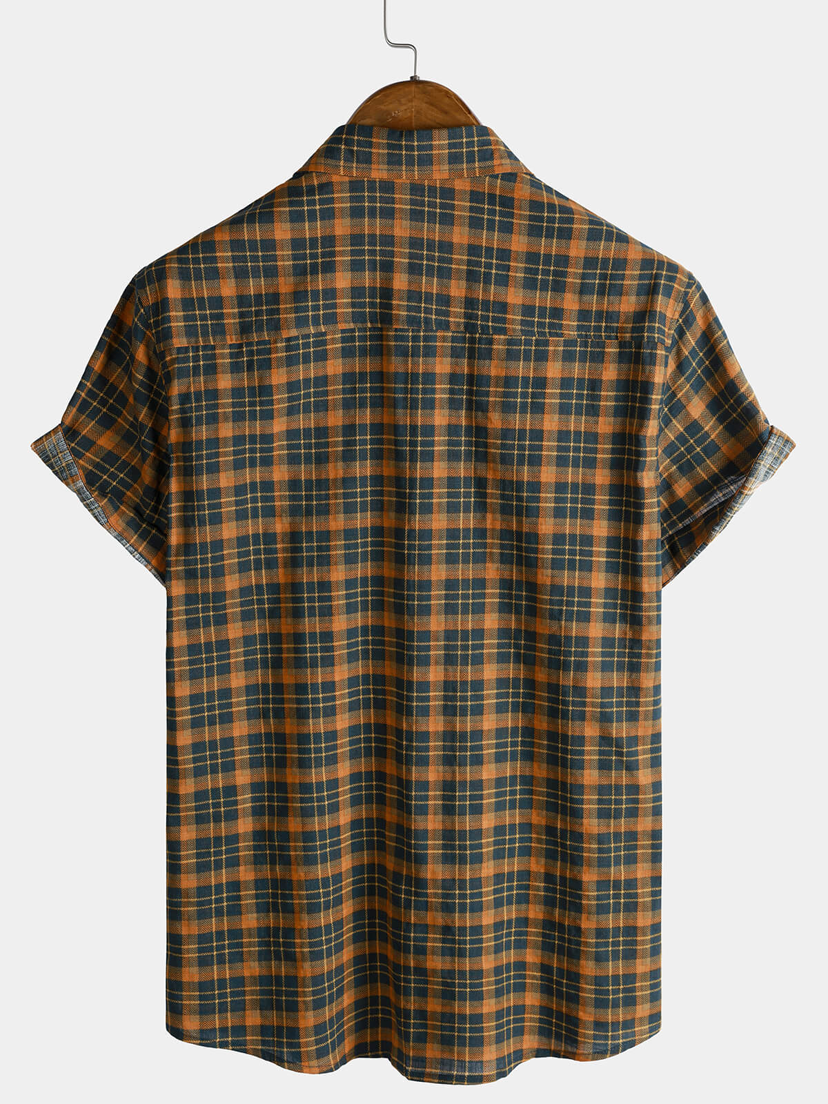 Chemise Homme Carreaux Vintage avec Poche Manches Courtes