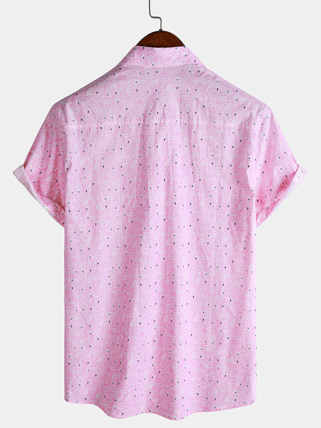 Chemise Homme Flamant Rose Plage Manches Courtes