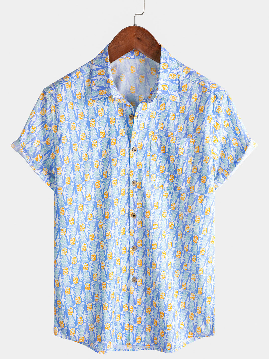 Chemise Homme Ananas Plage Manches Courtes