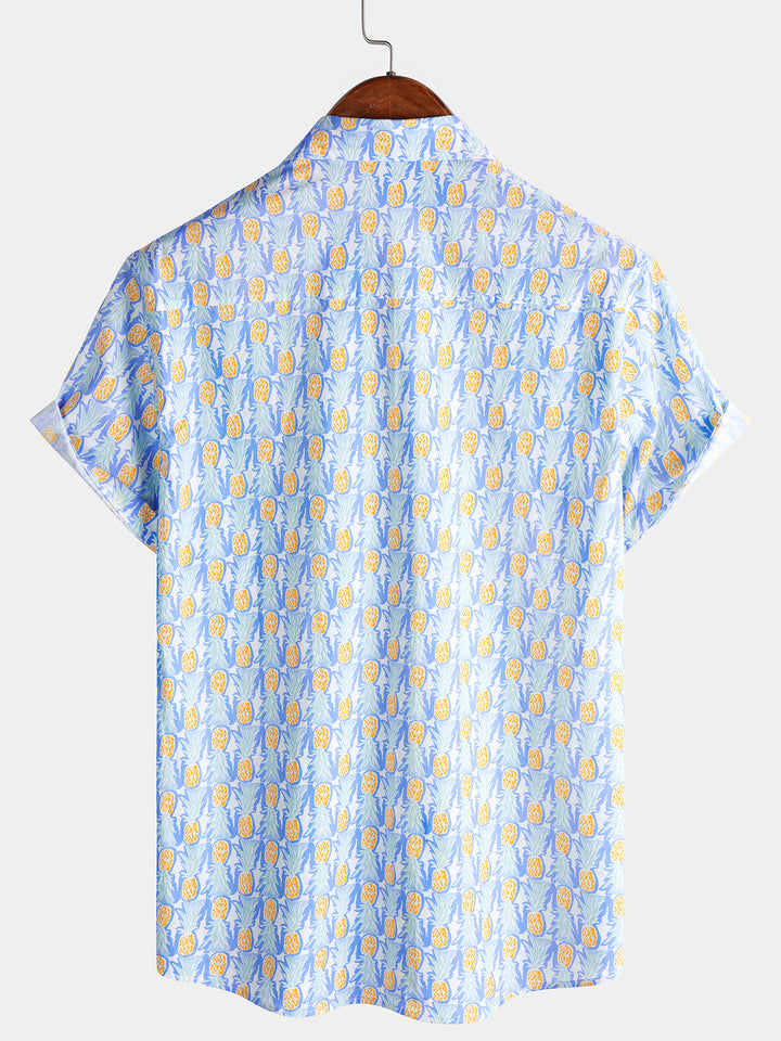 Chemise Homme Ananas Plage Manches Courtes
