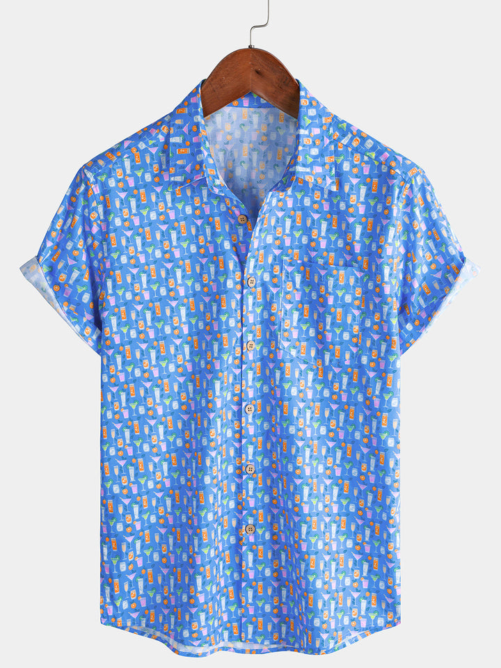 Chemise Homme Cocktail Décontractée Manches Courtes