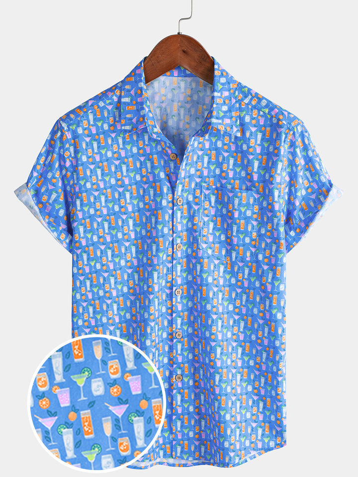 Chemise Homme Cocktail Décontractée Manches Courtes