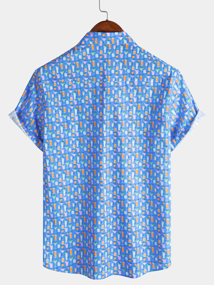 Chemise Homme Cocktail Décontractée Manches Courtes