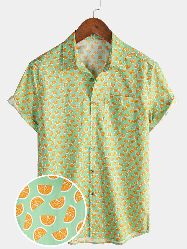 Chemise Homme Fruits Tropicales d’Été Manches Courtes