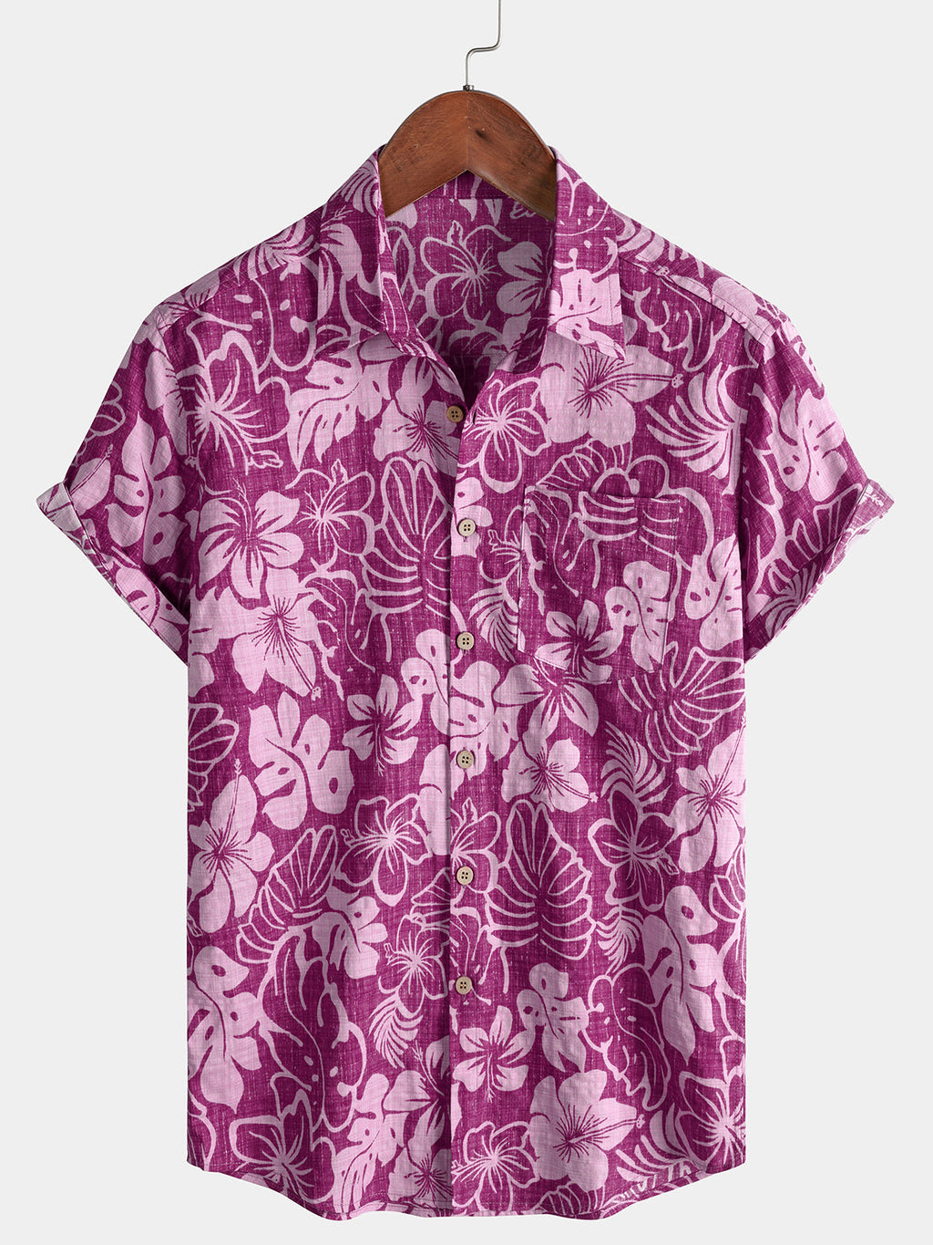 Chemise Homme Hibiscus Légère Manches Courtes