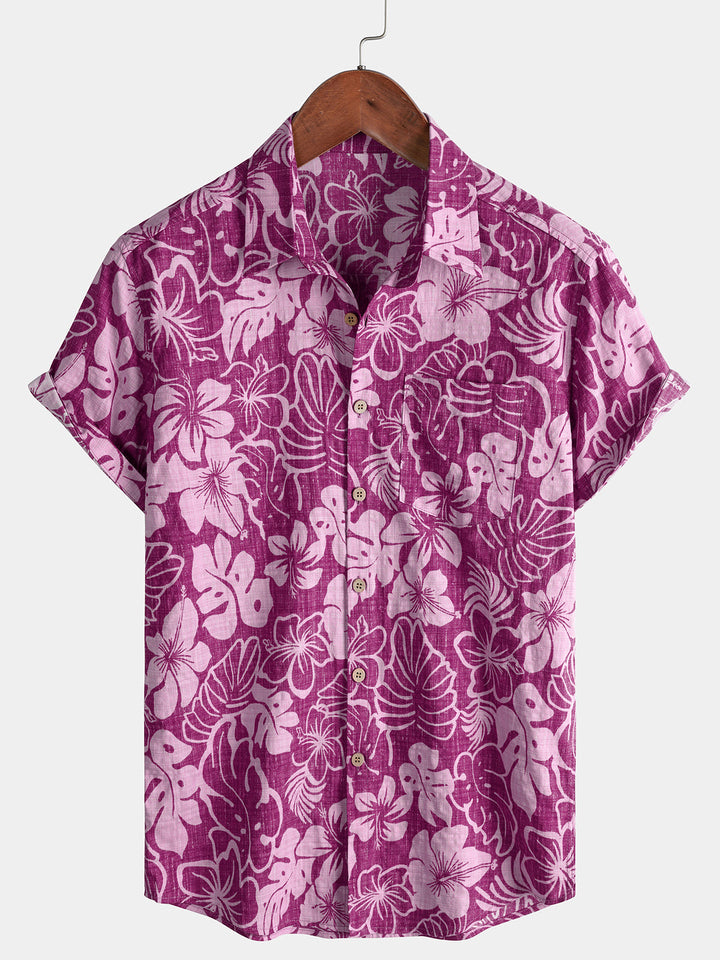 Chemise Homme Hibiscus Légère Manches Courtes