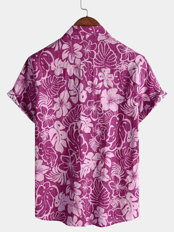 Chemise Homme Hibiscus Légère Manches Courtes