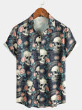 Chemise d'été à manches courtes pour homme avec crâne punk rock