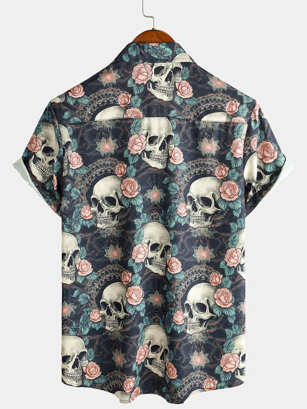 Chemise d'été à manches courtes pour homme avec crâne punk rock
