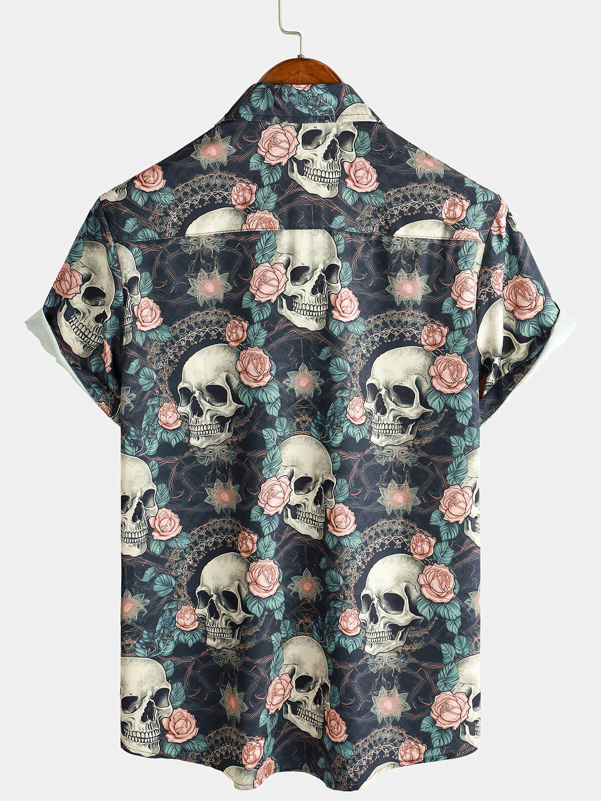 Chemise d'été à manches courtes pour homme avec crâne punk rock