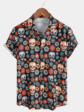 Chemise d'Été à Manches Courtes pour Homme avec Crâne de Sucre Punk Rock