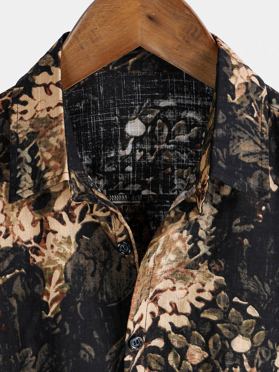 Chemise boutonnée à manches courtes pour homme avec imprimé végétal rétro