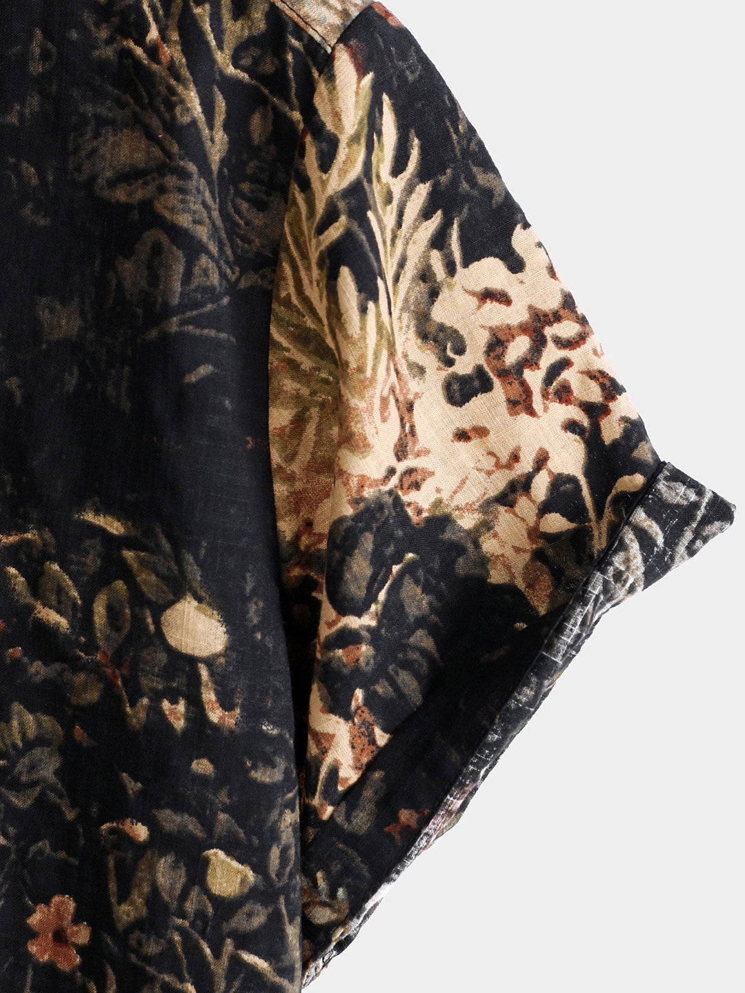 Chemise boutonnée à manches courtes pour homme avec imprimé végétal rétro