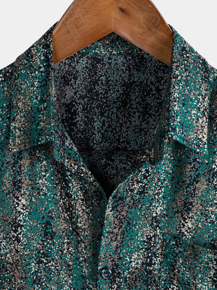 Chemise à manches courtes et poche à imprimé abstrait rétro pour homme