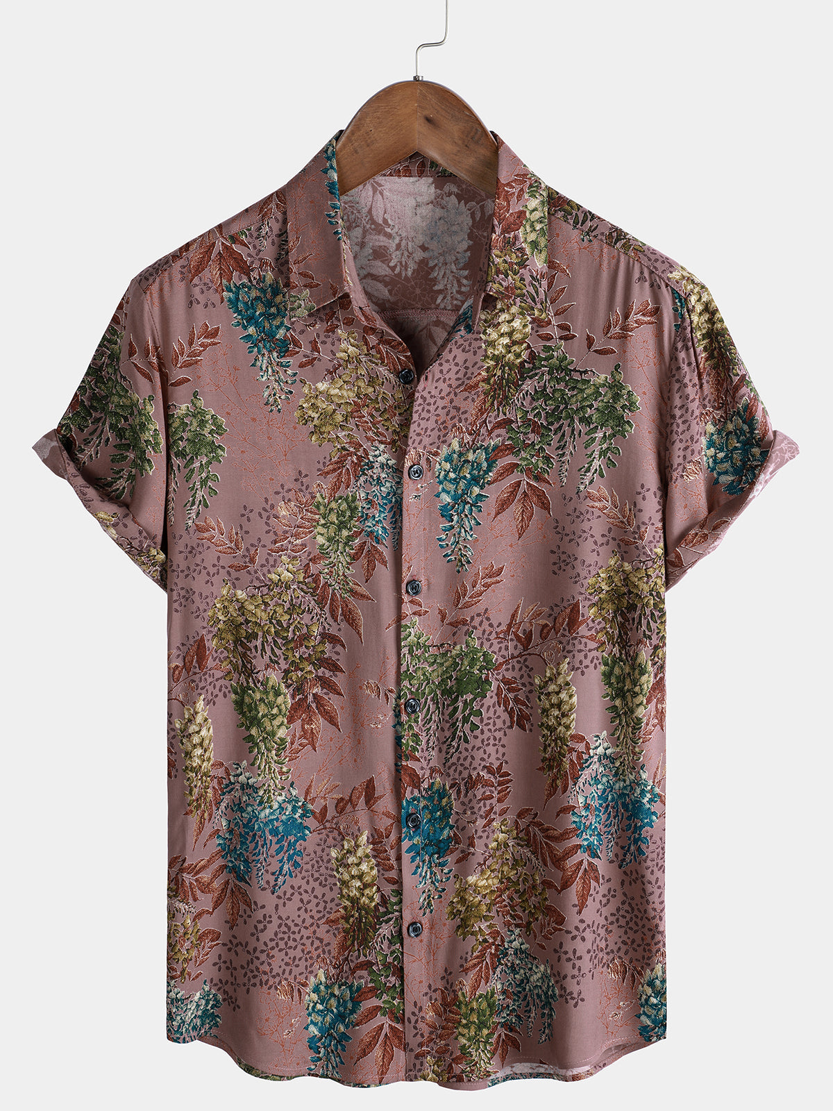 Chemise d'été à manches courtes en rayonne à imprimé rétro pour hommes