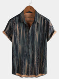 Chemise de plage à manches courtes et imprimé rétro à rayures pour homme
