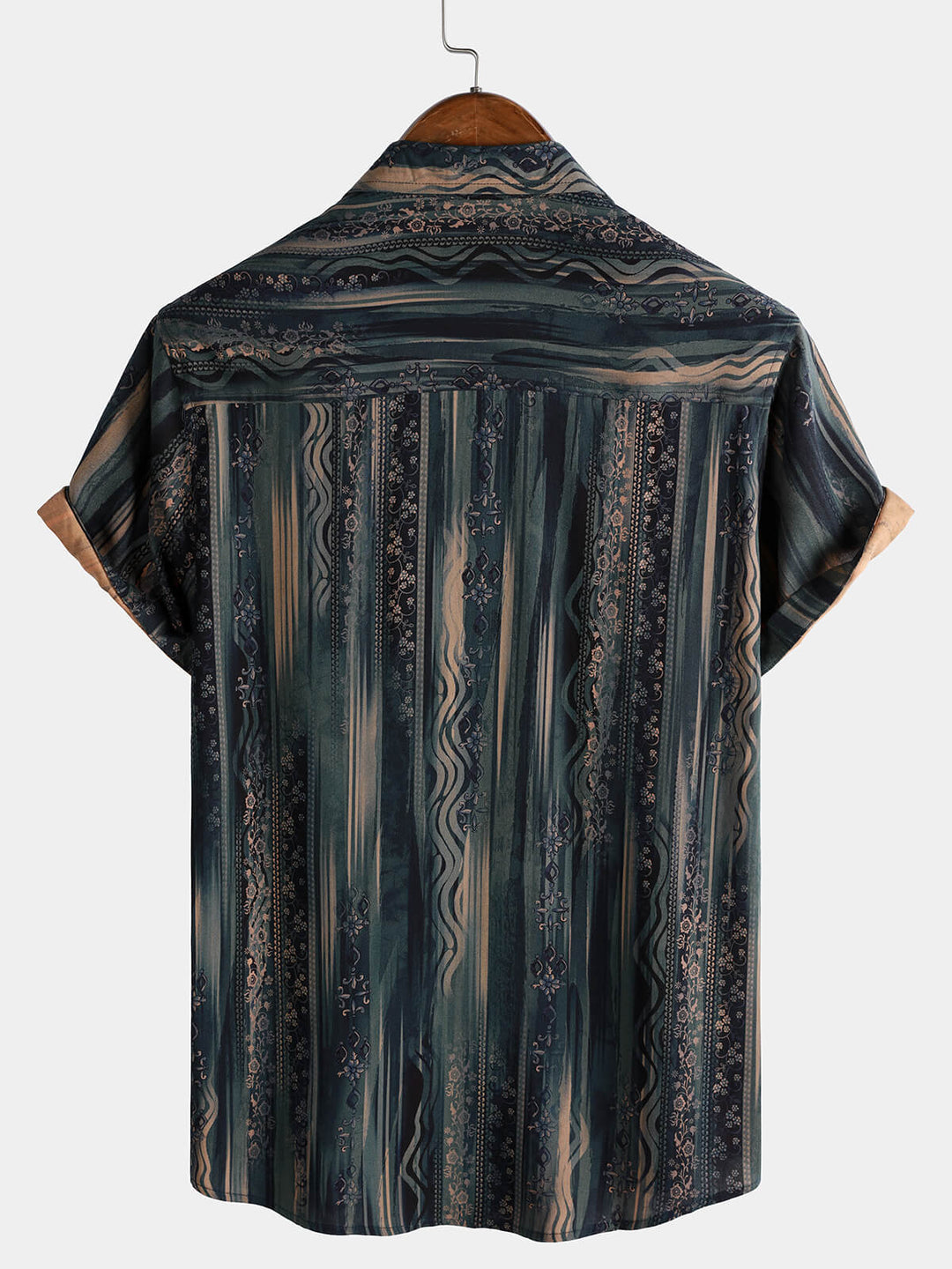 Chemise de plage à manches courtes et imprimé rétro à rayures pour homme
