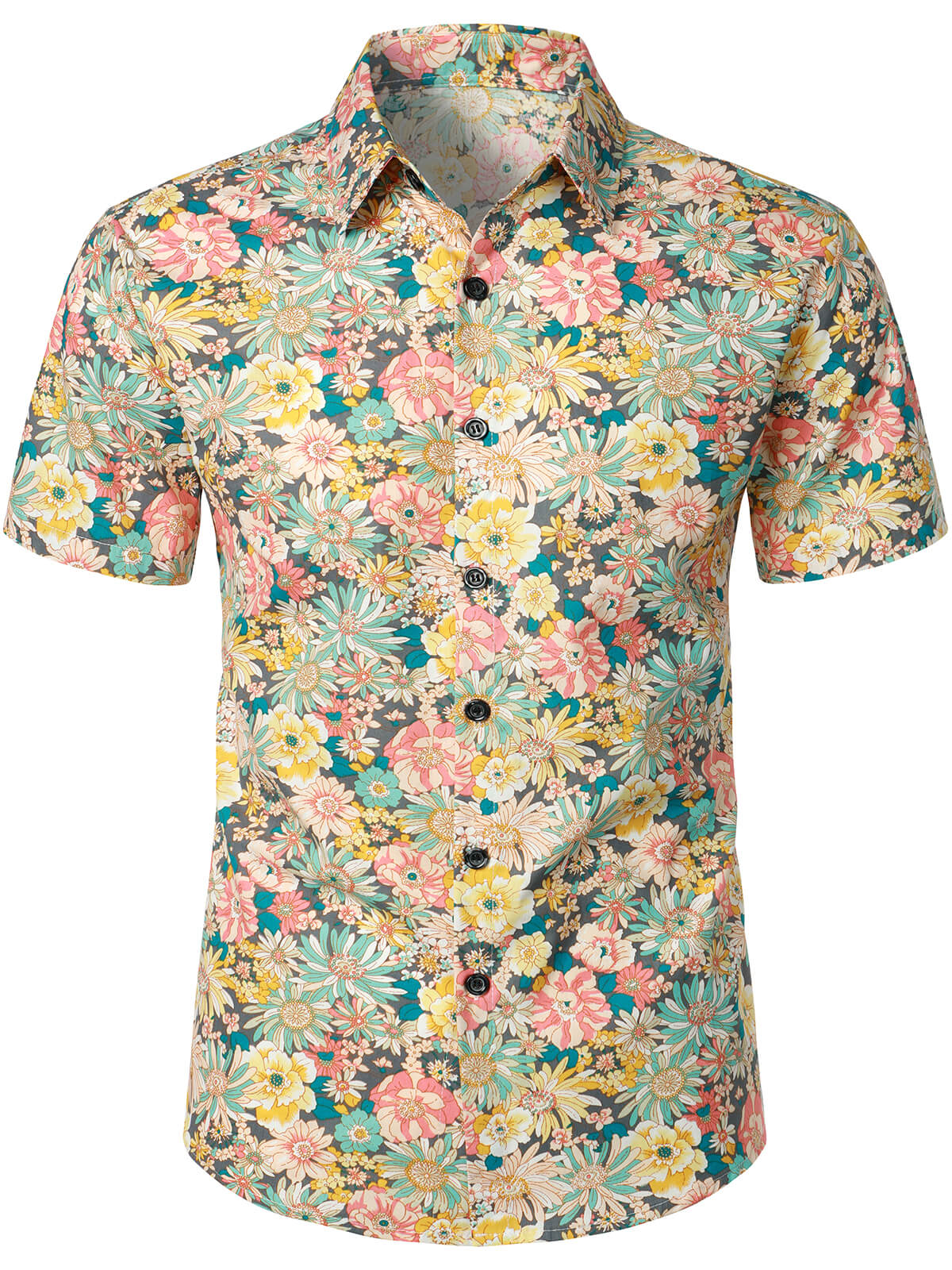 Chemise à manches courtes en coton fleuri pour homme
