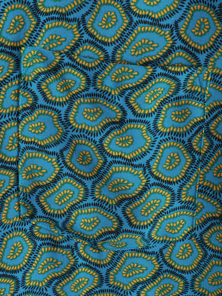 Chemise à manches courtes et poche bleue abstraite pour homme