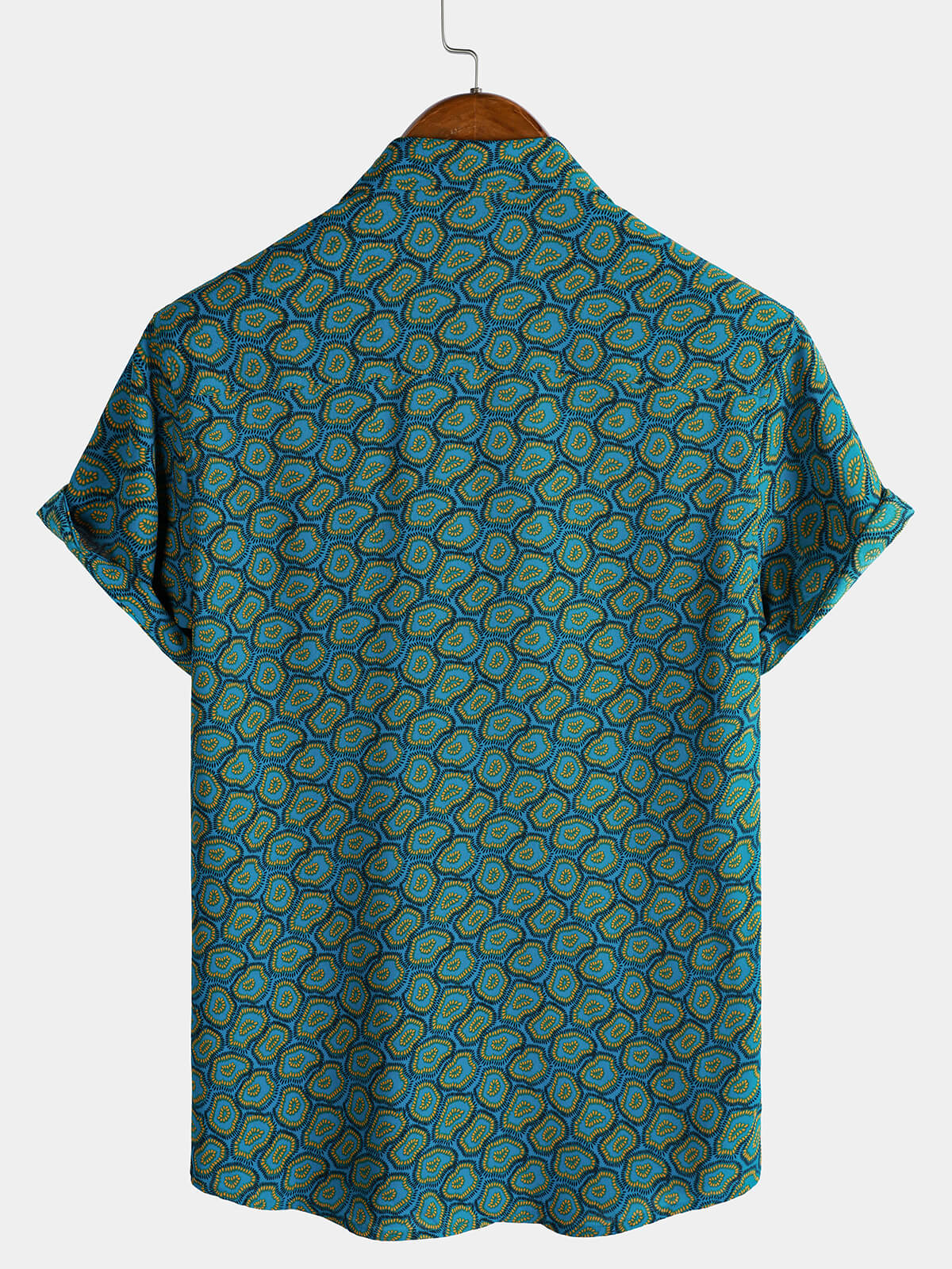 Chemise à manches courtes et poche bleue abstraite pour homme