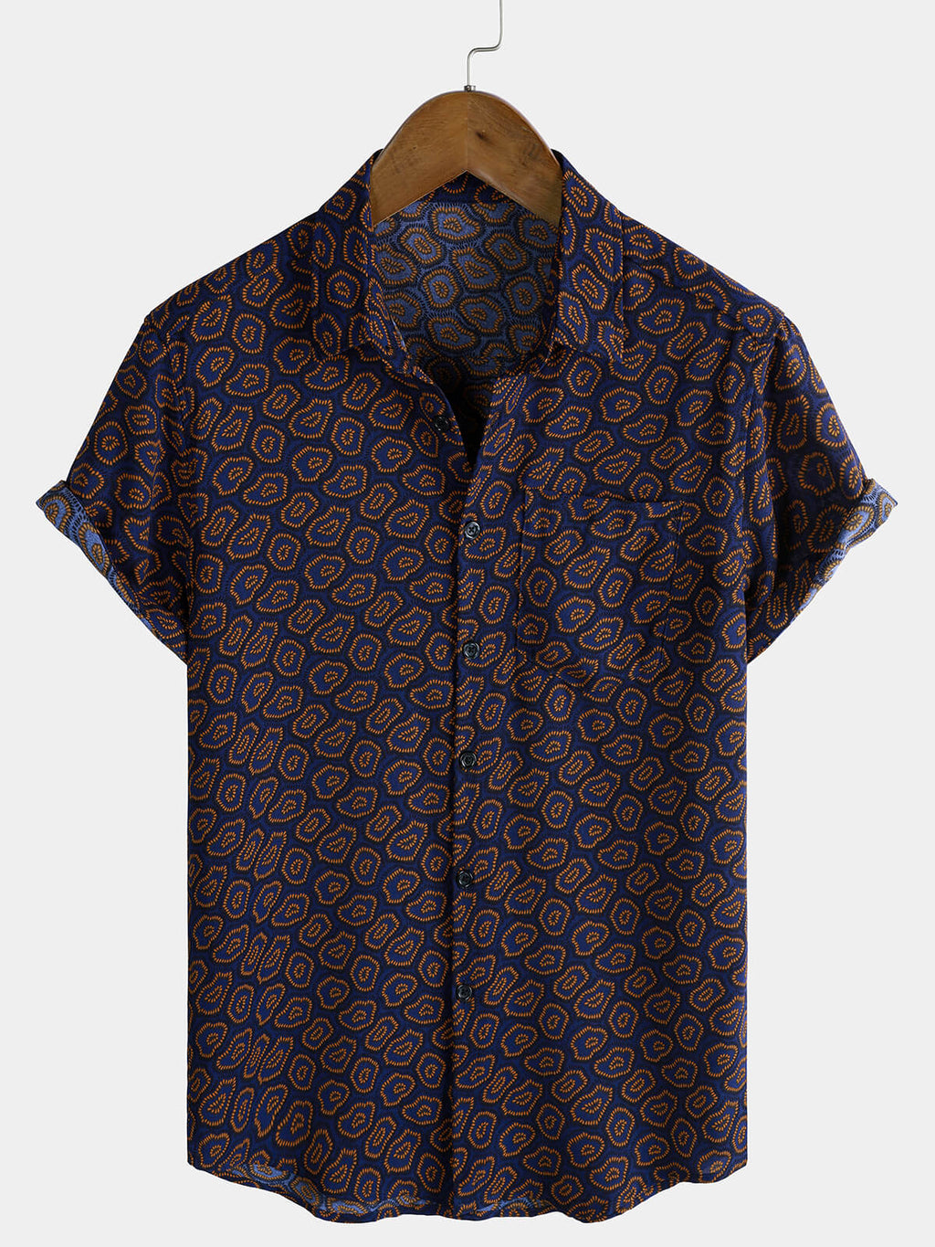Chemise à manches courtes et poche à imprimé abstrait pour homme