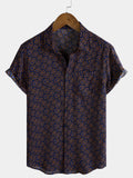 Chemise à manches courtes et poche à imprimé abstrait pour homme
