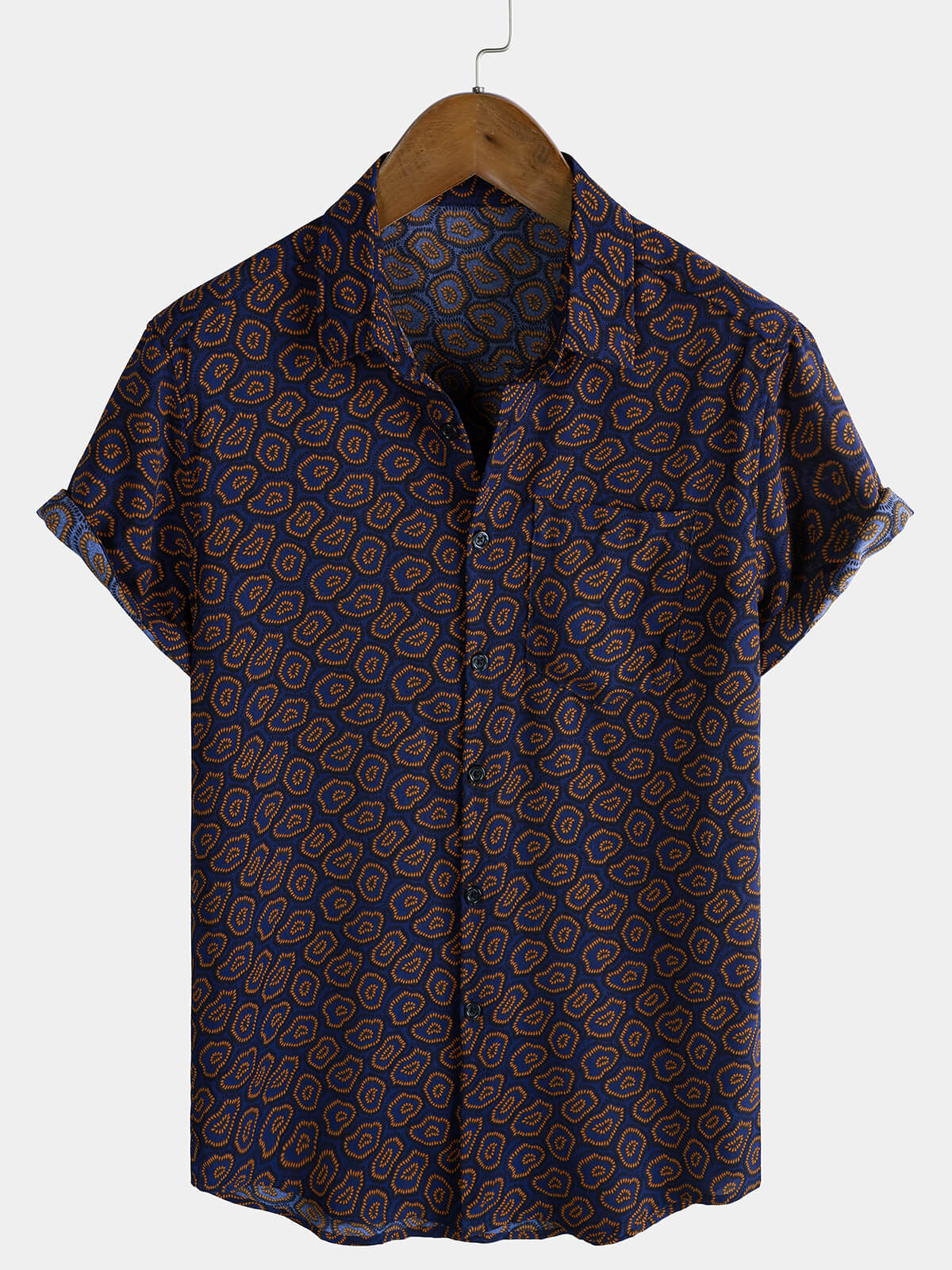 Chemise à manches courtes et poche à imprimé abstrait pour homme