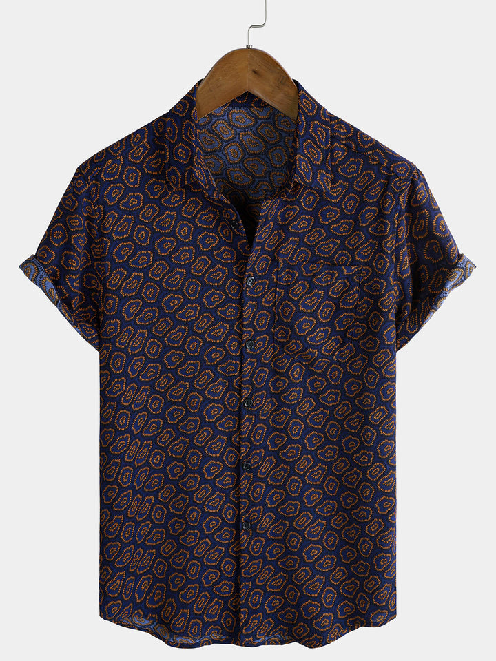Chemise à manches courtes et poche à imprimé abstrait pour homme