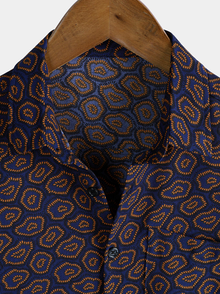Chemise à manches courtes et poche à imprimé abstrait pour homme