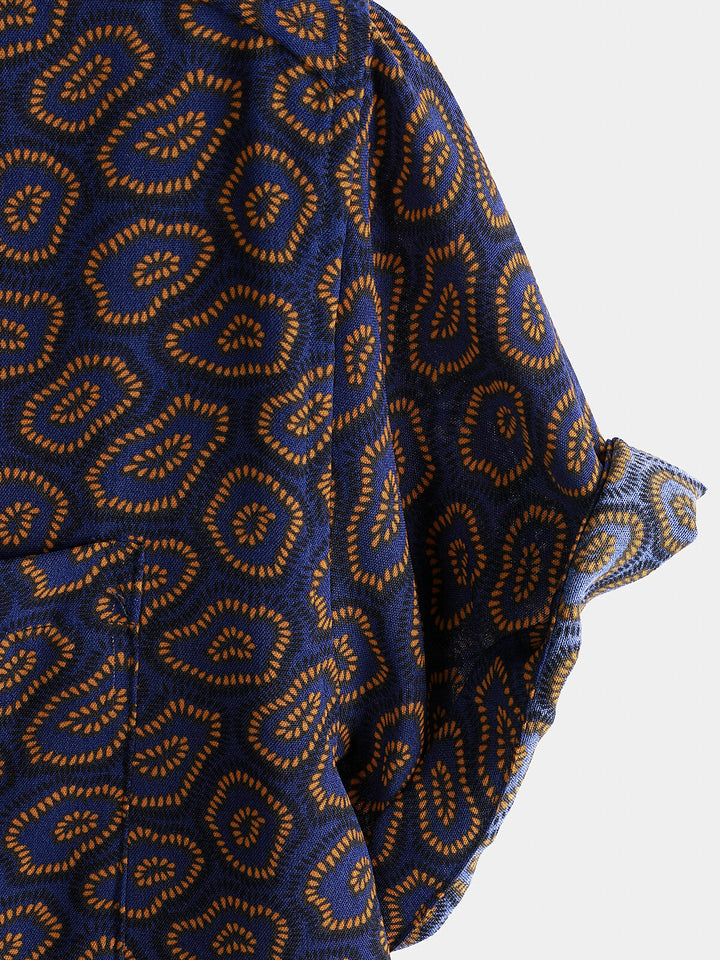 Chemise à manches courtes et poche à imprimé abstrait pour homme