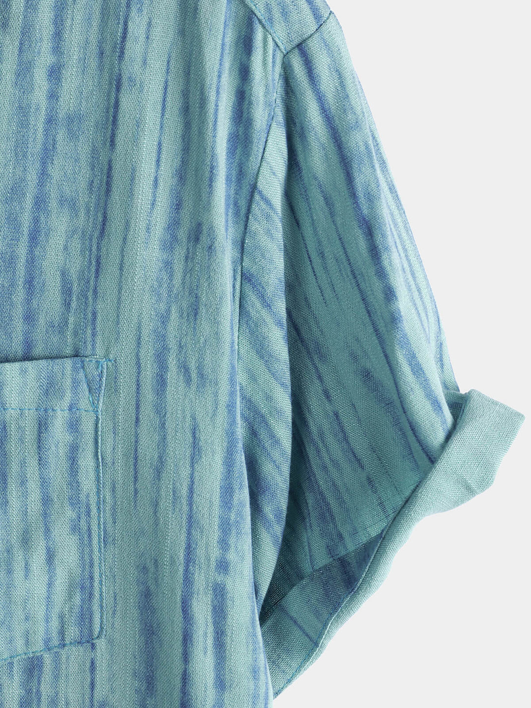 Chemise rayée bleue respirante à manches courtes et poches pour homme