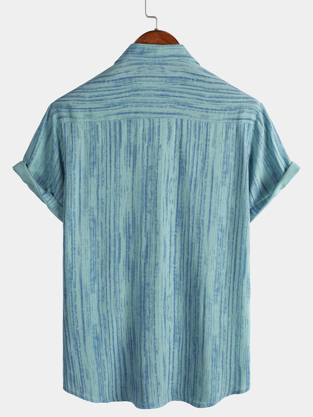 Chemise rayée bleue respirante à manches courtes et poches pour homme