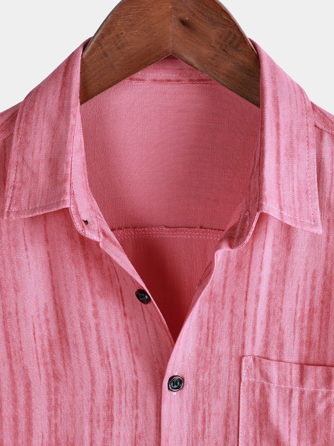 Chemise rayée rose respirante à manches courtes et poches pour homme