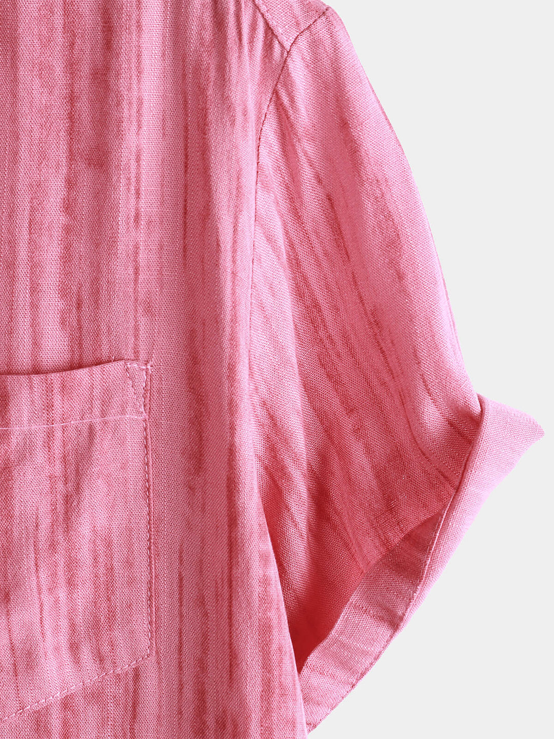 Chemise rayée rose respirante à manches courtes et poches pour homme