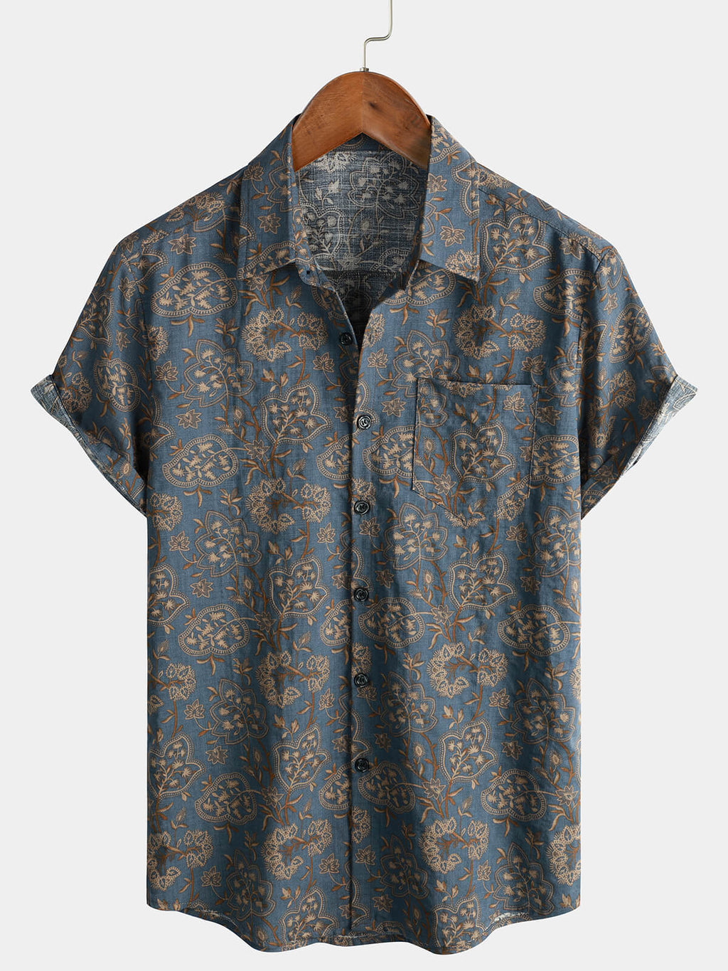 Chemise pour Homme à Imprimé Paisley Floral Vintage Retro des Années 70 avec Boutons et Manches Courtes pour la Plage