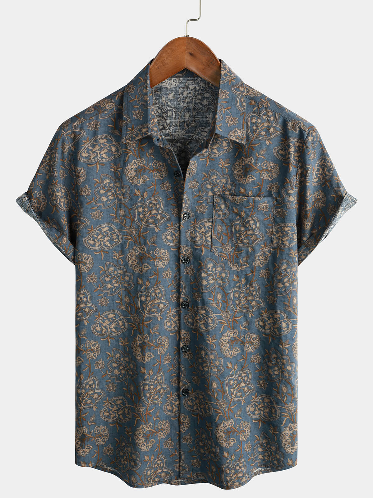 Chemise pour Homme à Imprimé Paisley Floral Vintage Retro des Années 70 avec Boutons et Manches Courtes pour la Plage
