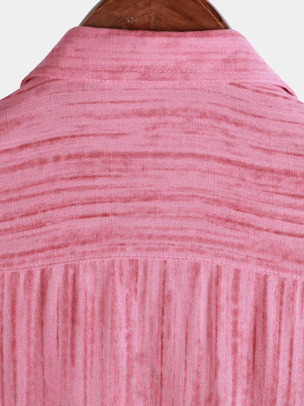 Chemise rayée rose respirante à manches courtes et poches pour homme