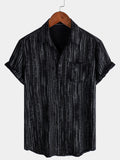 Chemise à Manches Courtes à Rayures Noires pour Homme avec Poche Respirante