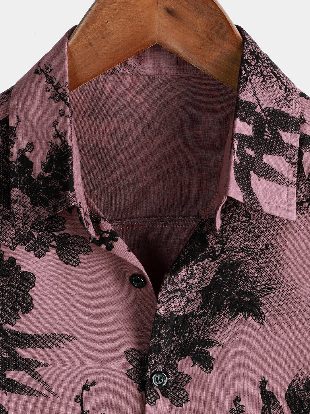 Chemise à manches courtes boutonnée rose en rayonne hawaïenne d&