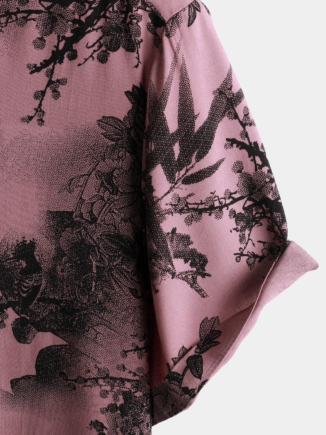 Chemise à manches courtes boutonnée rose en rayonne hawaïenne d&