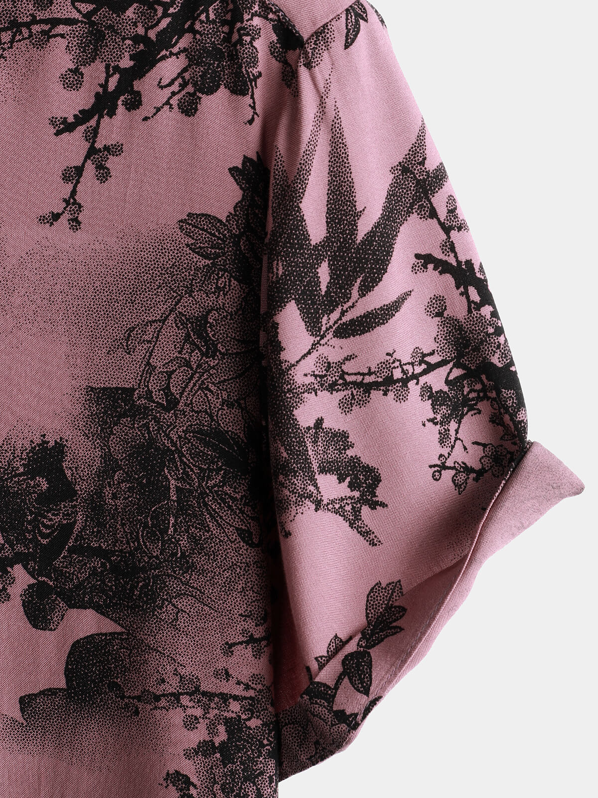 Chemise à manches courtes boutonnée rose en rayonne hawaïenne d'été à fleurs en bambou pour hommes