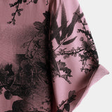 Men's Pink Floral Short Sleeve Hawaiian Bamboo Shirt