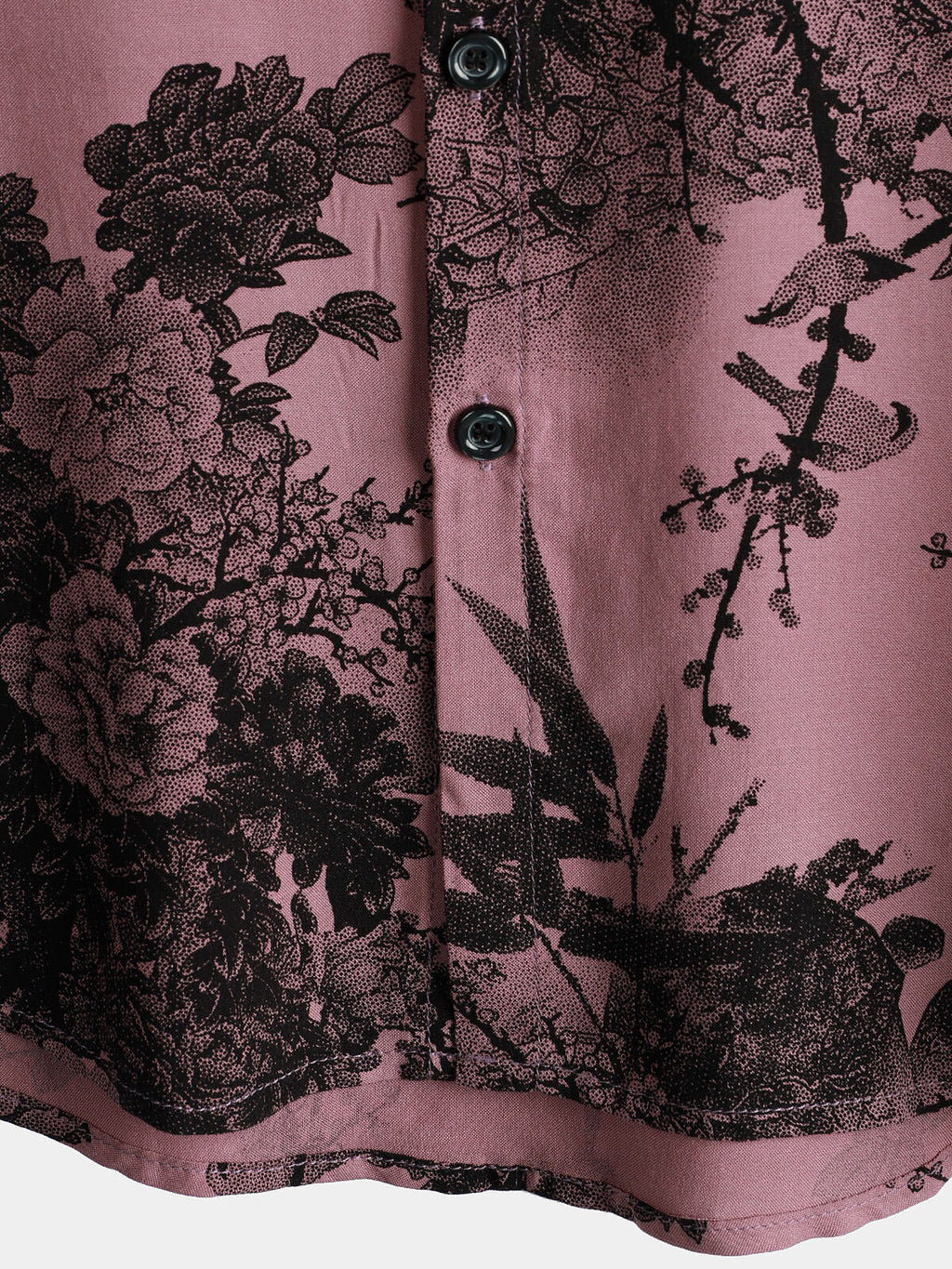 Chemise hawaïenne à manches courtes rose florale pour hommes en bambou
