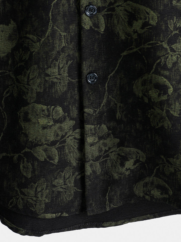 Chemise hawaïenne respirante à manches courtes et imprimé floral rétro pour homme
