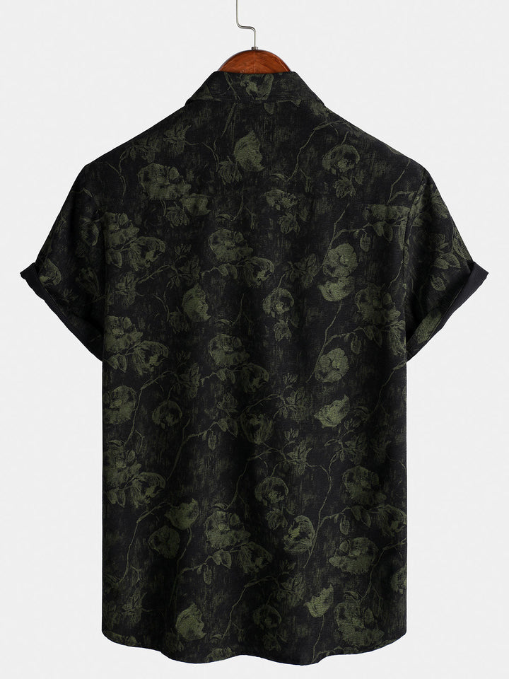 Chemise hawaïenne respirante à manches courtes et imprimé floral rétro pour homme