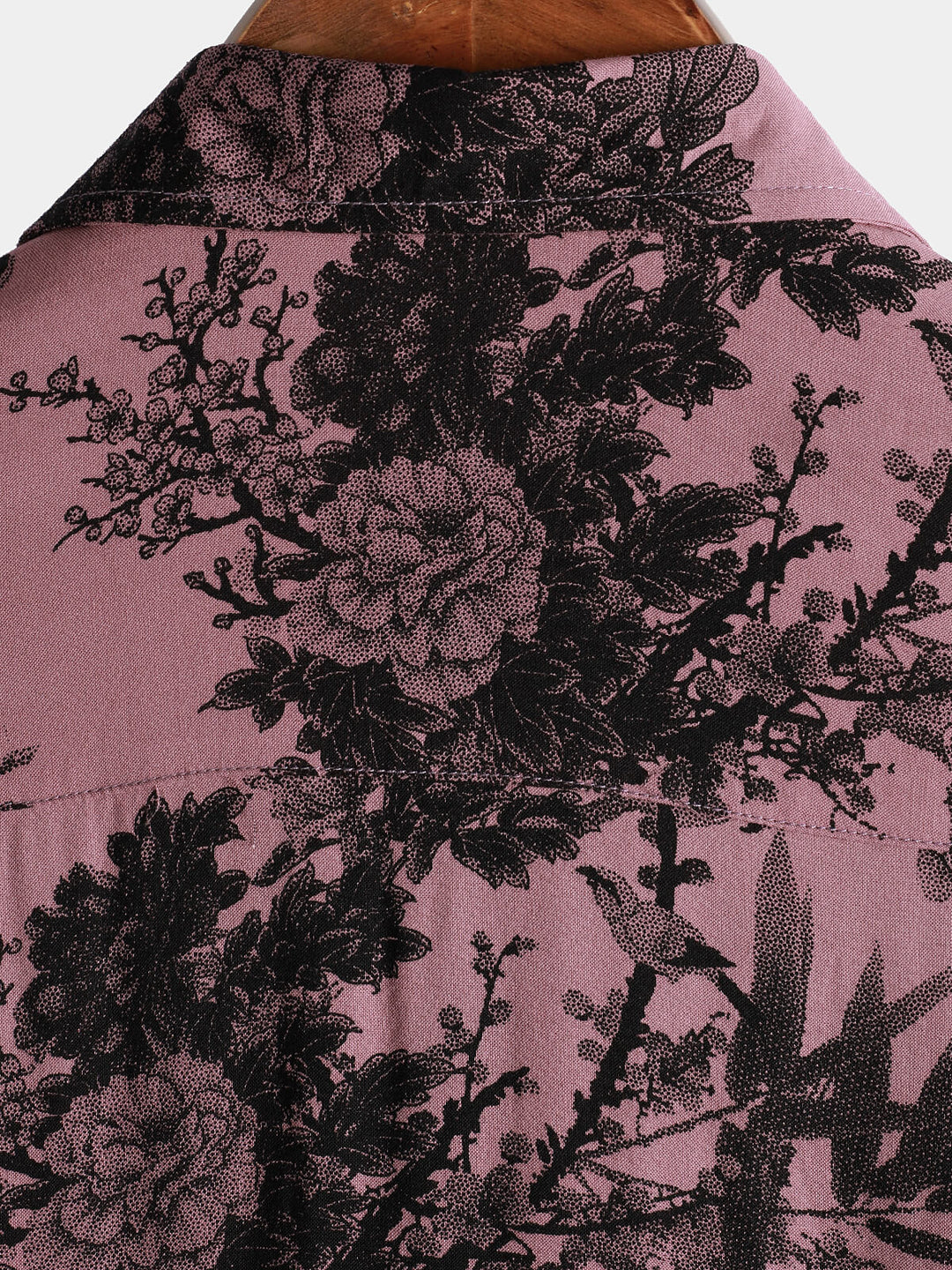 Chemise à manches courtes boutonnée rose en rayonne hawaïenne d&